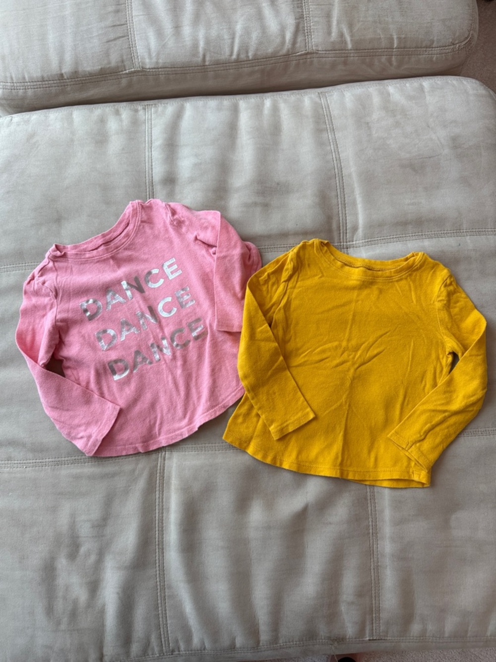 Old Navy Girls' Pink 'Dance' Graphic & Mustard Yellow Long-Sleeve Tops (2-Pack)